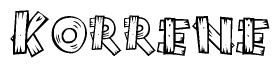The clipart image shows the name Korrene stylized to look as if it has been constructed out of wooden planks or logs. Each letter is designed to resemble pieces of wood.