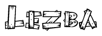 The clipart image shows the name Lezba stylized to look like it is constructed out of separate wooden planks or boards, with each letter having wood grain and plank-like details.