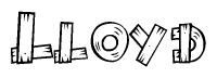 The clipart image shows the name Lloyd stylized to look like it is constructed out of separate wooden planks or boards, with each letter having wood grain and plank-like details.