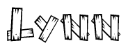 The clipart image shows the name Lynn stylized to look as if it has been constructed out of wooden planks or logs. Each letter is designed to resemble pieces of wood.