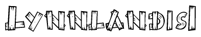 The image contains the name Lynnlandis1 written in a decorative, stylized font with a hand-drawn appearance. The lines are made up of what appears to be planks of wood, which are nailed together