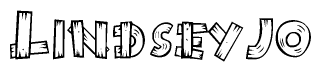The clipart image shows the name Lindseyjo stylized to look like it is constructed out of separate wooden planks or boards, with each letter having wood grain and plank-like details.