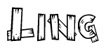 The clipart image shows the name Ling stylized to look like it is constructed out of separate wooden planks or boards, with each letter having wood grain and plank-like details.