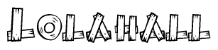 The clipart image shows the name Lolahall stylized to look like it is constructed out of separate wooden planks or boards, with each letter having wood grain and plank-like details.