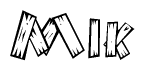 The clipart image shows the name Mik stylized to look like it is constructed out of separate wooden planks or boards, with each letter having wood grain and plank-like details.