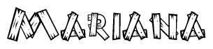 The clipart image shows the name Mariana stylized to look as if it has been constructed out of wooden planks or logs. Each letter is designed to resemble pieces of wood.