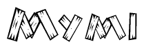   The clipart image shows the name Mymi stylized to look like it is constructed out of separate wooden planks or boards, with each letter having wood grain and plank-like details. 