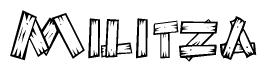 The clipart image shows the name Militza stylized to look like it is constructed out of separate wooden planks or boards, with each letter having wood grain and plank-like details.