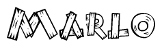The clipart image shows the name Marlo stylized to look like it is constructed out of separate wooden planks or boards, with each letter having wood grain and plank-like details.