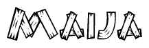 The clipart image shows the name Maija stylized to look like it is constructed out of separate wooden planks or boards, with each letter having wood grain and plank-like details.