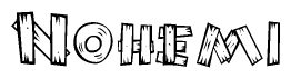 The image contains the name Nohemi written in a decorative, stylized font with a hand-drawn appearance. The lines are made up of what appears to be planks of wood, which are nailed together