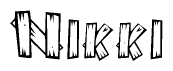 The clipart image shows the name Nikki stylized to look like it is constructed out of separate wooden planks or boards, with each letter having wood grain and plank-like details.
