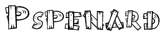 The image contains the name Pspenard written in a decorative, stylized font with a hand-drawn appearance. The lines are made up of what appears to be planks of wood, which are nailed together