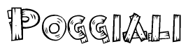 The clipart image shows the name Poggiali stylized to look like it is constructed out of separate wooden planks or boards, with each letter having wood grain and plank-like details.