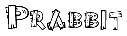 The clipart image shows the name Prabbit stylized to look as if it has been constructed out of wooden planks or logs. Each letter is designed to resemble pieces of wood.