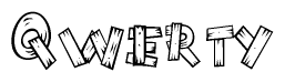 The clipart image shows the name Qwerty stylized to look like it is constructed out of separate wooden planks or boards, with each letter having wood grain and plank-like details.