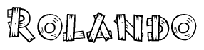 The clipart image shows the name Rolando stylized to look like it is constructed out of separate wooden planks or boards, with each letter having wood grain and plank-like details.