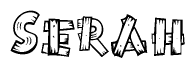 The clipart image shows the name Serah stylized to look like it is constructed out of separate wooden planks or boards, with each letter having wood grain and plank-like details.