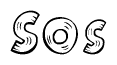 The clipart image shows the name Sos stylized to look as if it has been constructed out of wooden planks or logs. Each letter is designed to resemble pieces of wood.
