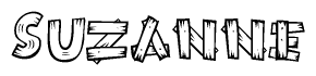 The clipart image shows the name Suzanne stylized to look like it is constructed out of separate wooden planks or boards, with each letter having wood grain and plank-like details.