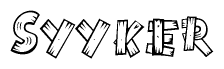The clipart image shows the name Syyker stylized to look as if it has been constructed out of wooden planks or logs. Each letter is designed to resemble pieces of wood.