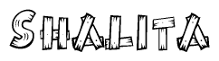 The clipart image shows the name Shalita stylized to look as if it has been constructed out of wooden planks or logs. Each letter is designed to resemble pieces of wood.