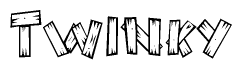 The image contains the name Twinky written in a decorative, stylized font with a hand-drawn appearance. The lines are made up of what appears to be planks of wood, which are nailed together