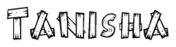 The clipart image shows the name Tanisha stylized to look like it is constructed out of separate wooden planks or boards, with each letter having wood grain and plank-like details.