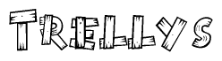 The clipart image shows the name Trellys stylized to look like it is constructed out of separate wooden planks or boards, with each letter having wood grain and plank-like details.