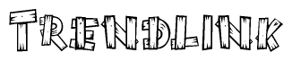 The image contains the name Trendlink written in a decorative, stylized font with a hand-drawn appearance. The lines are made up of what appears to be planks of wood, which are nailed together