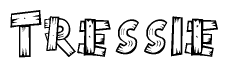 The clipart image shows the name Tressie stylized to look like it is constructed out of separate wooden planks or boards, with each letter having wood grain and plank-like details.