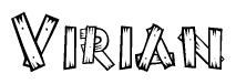 The clipart image shows the name Virian stylized to look like it is constructed out of separate wooden planks or boards, with each letter having wood grain and plank-like details.