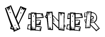 The clipart image shows the name Vener stylized to look like it is constructed out of separate wooden planks or boards, with each letter having wood grain and plank-like details.