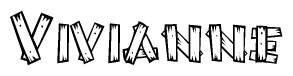The clipart image shows the name Vivianne stylized to look as if it has been constructed out of wooden planks or logs. Each letter is designed to resemble pieces of wood.