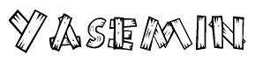 The clipart image shows the name Yasemin stylized to look like it is constructed out of separate wooden planks or boards, with each letter having wood grain and plank-like details.