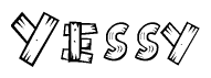 The clipart image shows the name Yessy stylized to look as if it has been constructed out of wooden planks or logs. Each letter is designed to resemble pieces of wood.