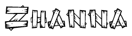 The clipart image shows the name Zhanna stylized to look like it is constructed out of separate wooden planks or boards, with each letter having wood grain and plank-like details.
