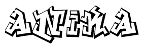 The clipart image depicts the word Anika in a style reminiscent of graffiti. The letters are drawn in a bold, block-like script with sharp angles and a three-dimensional appearance.
