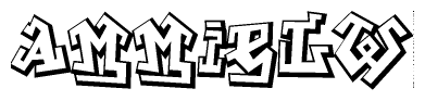 The clipart image depicts the word Ammielw in a style reminiscent of graffiti. The letters are drawn in a bold, block-like script with sharp angles and a three-dimensional appearance.