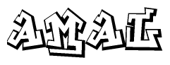 The clipart image features a stylized text in a graffiti font that reads Amal.