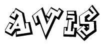 The clipart image features a stylized text in a graffiti font that reads Avis.