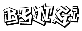 The clipart image depicts the word Bengi in a style reminiscent of graffiti. The letters are drawn in a bold, block-like script with sharp angles and a three-dimensional appearance.