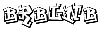 The image is a stylized representation of the letters Brblnb designed to mimic the look of graffiti text. The letters are bold and have a three-dimensional appearance, with emphasis on angles and shadowing effects.