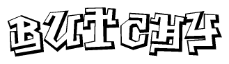 The clipart image features a stylized text in a graffiti font that reads Butchy.