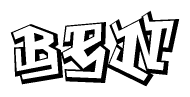 The clipart image depicts the word Ben in a style reminiscent of graffiti. The letters are drawn in a bold, block-like script with sharp angles and a three-dimensional appearance.