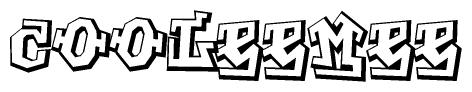 The clipart image depicts the word Cooleemee in a style reminiscent of graffiti. The letters are drawn in a bold, block-like script with sharp angles and a three-dimensional appearance.