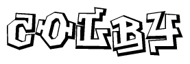 The clipart image depicts the word Colby in a style reminiscent of graffiti. The letters are drawn in a bold, block-like script with sharp angles and a three-dimensional appearance.