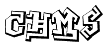 The clipart image depicts the word Chms in a style reminiscent of graffiti. The letters are drawn in a bold, block-like script with sharp angles and a three-dimensional appearance.