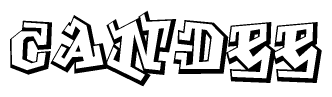 The image is a stylized representation of the letters Candee designed to mimic the look of graffiti text. The letters are bold and have a three-dimensional appearance, with emphasis on angles and shadowing effects.