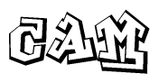 The clipart image depicts the word Cam in a style reminiscent of graffiti. The letters are drawn in a bold, block-like script with sharp angles and a three-dimensional appearance.